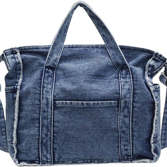 Denim Tote Bags for Women Jean Purse Casual Denim Handbag Large Capacity Crossbo - Picture 1 of 7